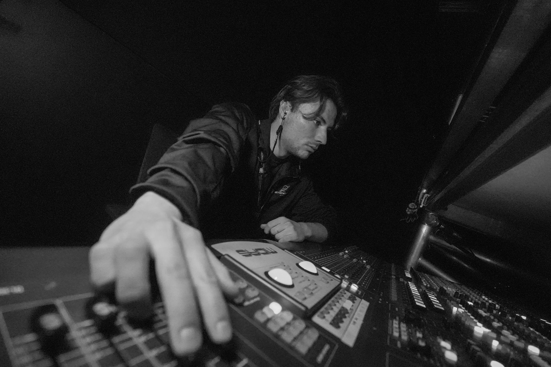 Jack Barrington mixing on a Midas console
