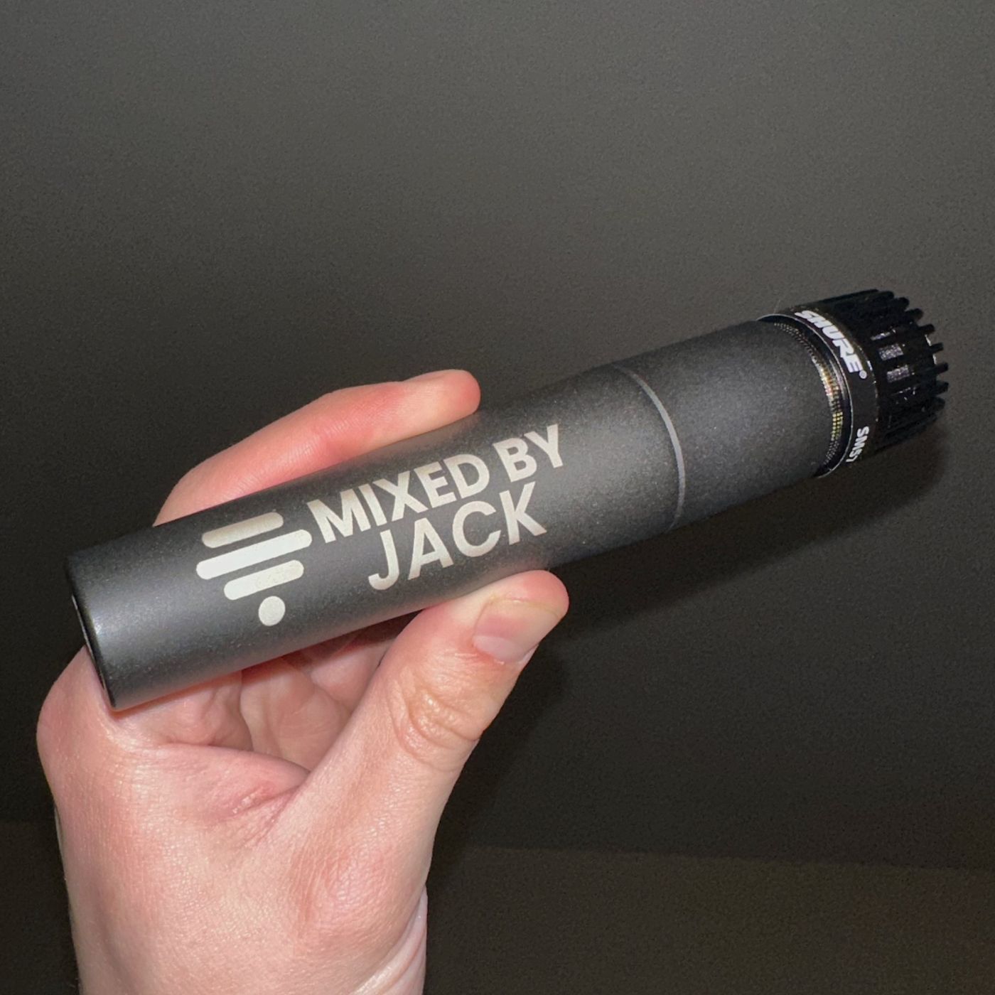 Shure SM57 with the Mixed By Jack logo